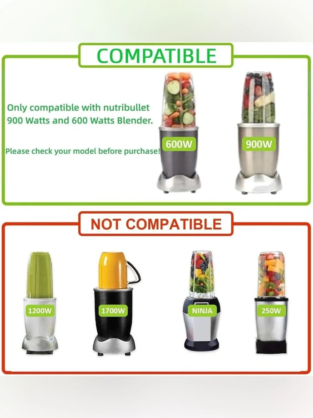 24 oz Blender Cups Compatible with NutriBullet Pro 900w/600w Series, 2 Pack TWO